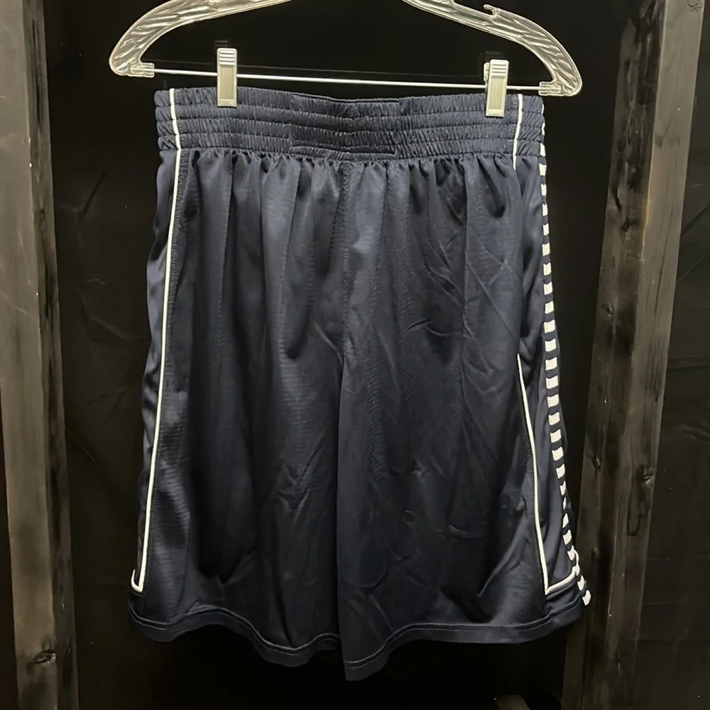 UNDER Armour- navy blue and white polyester athletic shorts
